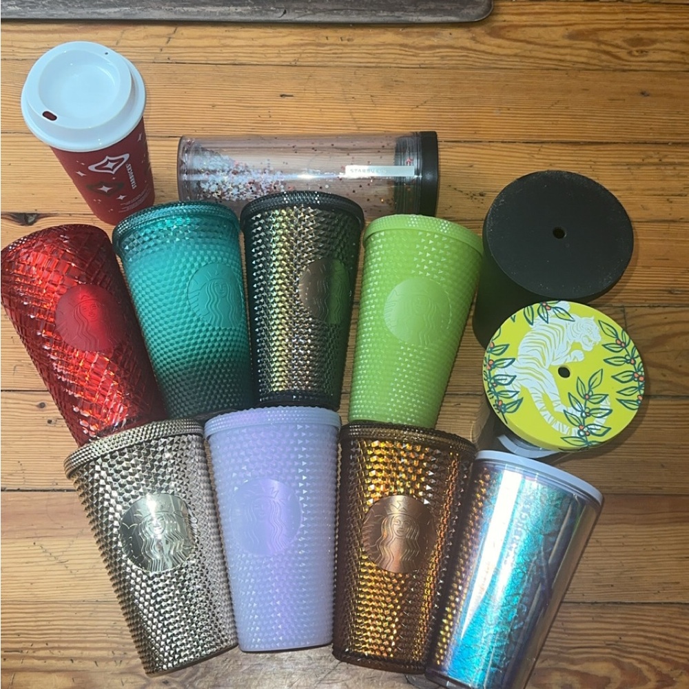 Starbucks Tumbler Set in Red, Green, and Gold